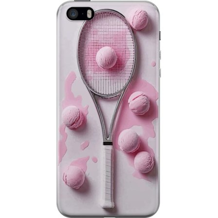 Kompatibel Mobilcover til Apple Apple iPhone 5s Rosa glaskugler og tennisketsjer i et kreativt stillbillede med legende popfølelse og moderne design,