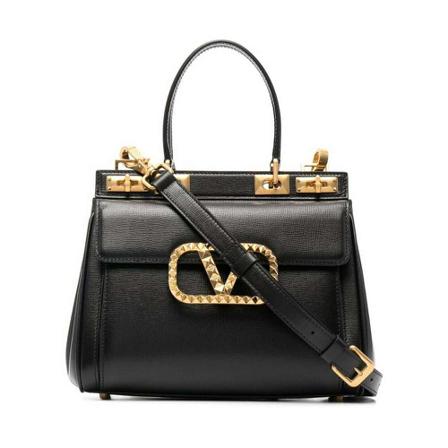 Valentino Garavani, Medium Rockstud Alcove Handbag IN Grainy Calfskin Zwart, Dames, Maat:ONE Size