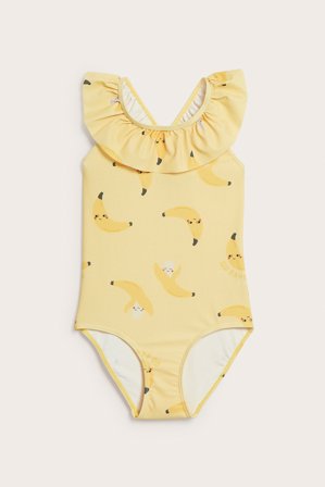 Kappahl | Uimapuku, jossa röyhelö Keltainen 122/128 | Keltainen