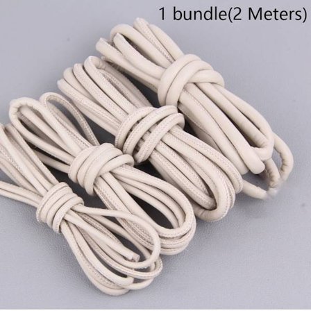 2 meter lærtau Håndlaget streng HVIT