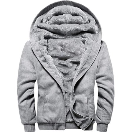 Herre Trøje Termisk Sherpa Foret Jumper Jakker Vinter Træning Fleece Hoodie Full Zip Uld Varmt Tyk Frakke Yderbeklædning 11grå