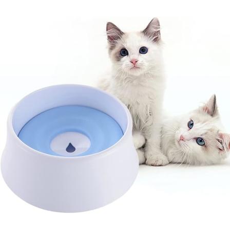 Drikkeskål for kjæledyr, anti-overflow flytende vannskål for hundekatter, hundedrikkeskål, ingen sprut, ingen søl (blå)