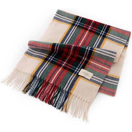 200x37cm - Klassisk Rutig Halsduk med Tofsar - Varm Mjuk Rutig Halsduk för Vintern