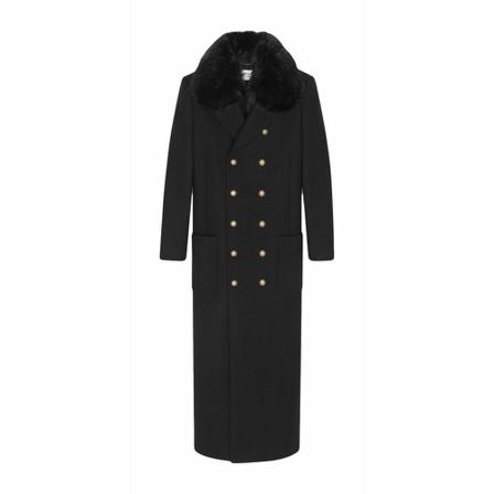 Saint Laurent Double-Breasted Coats Sort, Dame Uldfrakker