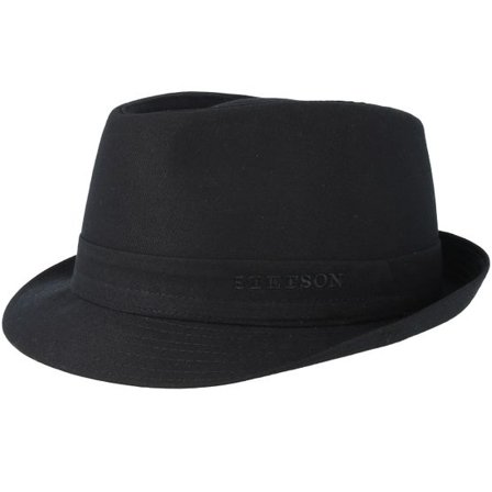 Stetson - Svart trilby Hatt - Cotton Black Trilby @ Hatstore