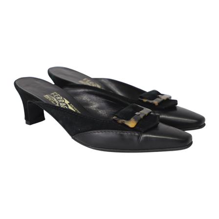Salvatore Ferragamo Pre-owned Pre-owned Slip-On Mules Sort, Dame Vintage Sko, Størrelse: 38 EU