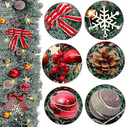 Led 9ft förbelyst julgirlang med lampor dörrkrans juldekoration för öppen spis