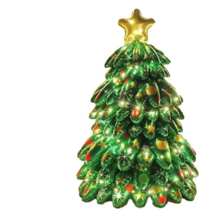 Stor Stående Stablet Juletræsfolieballon med 3M Lys - 130×73cm, DIY Juletræsballonsæt til Julefrokostdekorationer