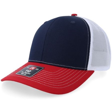 Richardson - Blå trucker Keps - 112 Tri Navy/White/Red Trucker @ Hatstore