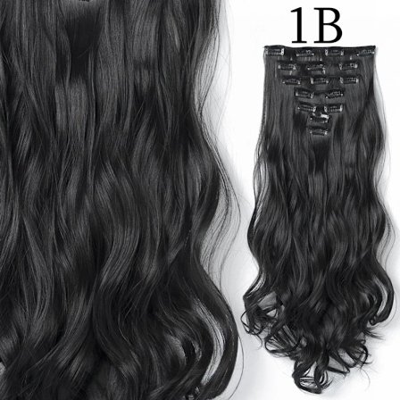 22 Tums 16 Klipp Hår Extensions Lång Rak Frisyr Syntetisk Blond Svart Frisyr Värmebeständig Falskt Hår 1B 24 Tums