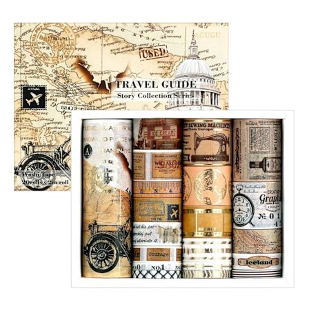 20 Rullar Washi Tejp Set, Vintage Dekorativ Maskeringstejp för Scrapbooking, Hantverk, Fotoramar, Bullet Journal och Dekorering av Presenter