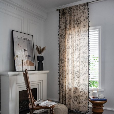 Boho gardiner til stue, gardiner i hør til bondegård, gardiner til soveværelse, 84 tommer lange