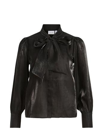Viklarnia L/S Bow Shirt Tops Blouses Long-sleeved Black Vila