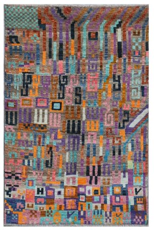 Berber Colourful Teppe 116X179 Mørk Rød/Mørk Grå Ull, Afghanistan