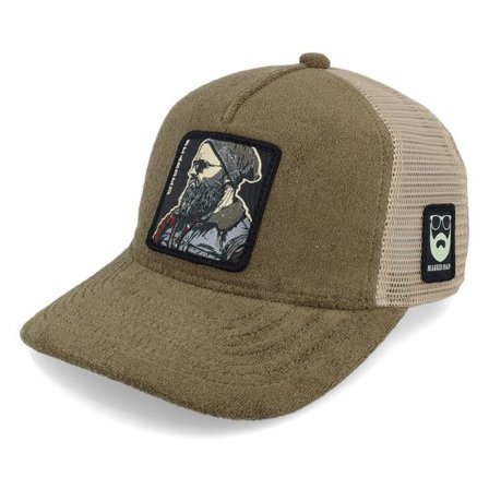 Bearded Man - Grön trucker Keps - Cap Man Modern Terry Olive Green/Khaki A-frame Trucker @ Hatstore