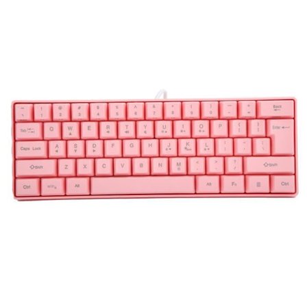 HURRISE Trådbundet tangentbord V700 RGB Bakgrundsbelyst tangentbord Trådbundet Luminous Mekaniskt speltangentbord 61 nycklar USB Rosa