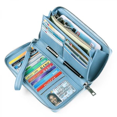 Credit Card Holder Wallet Rfid Blocking Slim Card Case Genuine Leather Zipper Card Organizer For Women