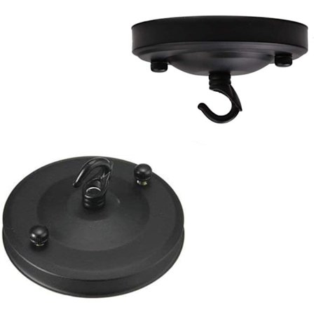 2 kpl Kattokruunu Vintage Kattokruunu, Vintage Rauta Kattokruunu Katto Imukuppi Alustan Lamppu Tarvikkeet Yhteensopiva Luovuus (Musta, 11 * 5,5c