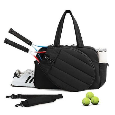 Sports Duffel Bag med 2 Ketcherrum, Bærbar Stor Taske til Tennis & Badminton