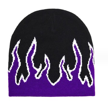 Tyk Varm Ørevarmer Beanie Hue Mænd Vinter Flamme Tryk Cykling Strikket Hue Beklædning Tilbehør Lilla purple-yux