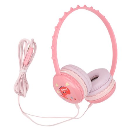 Barn Trådbundna Hörlurar 3.5mm Jack Stereo Justerbart Huvudband Dinosaurie Headset för PC Tablet Rosa