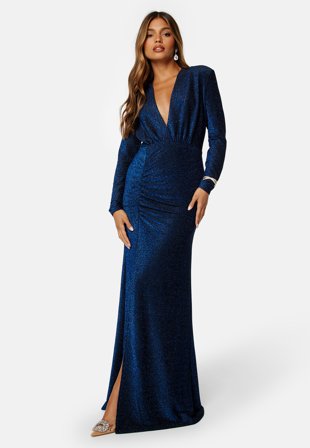 Bubbleroom Occasion Sparkling Ruched Slit Gown Klær