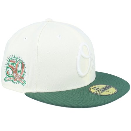 New Era - White fitted Gorra - Baltimore Orioles Cilantro Chrome 59FIFTY 50 Anniversary Chrome/Cilantro Fitted @ Hatstore