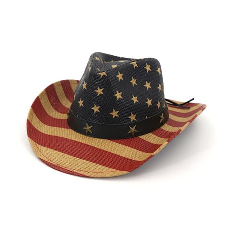 Vintage Cowboy Party Hat med Amerikansk Flag Design til Voksne (Un