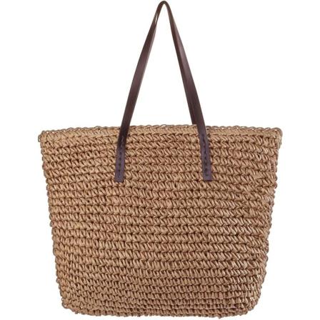 Flettet halmveske for kvinner, skulderreimveske, strandveske, sommerinnkjøpsveske, strandveske, innkjøpsveske, strandveske, innkjøpsveske for strand, 