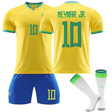 -23 Brasilien Hjemmesæt T-shirt nr. 10 Neymar Jr Fodbolduniform - Perfekt 22