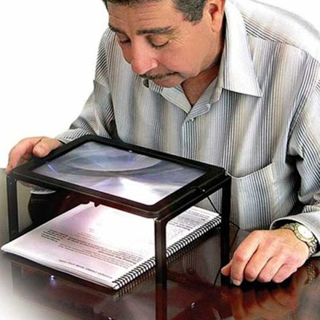 Fuldside læseforstørrelsesglas stort håndholdt rektangulært forstørrelsesglas