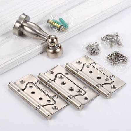 3 hængsler + 1 dørstopper Hængsel, rustfrit stål hængsel, lille hængsel, hængsel, fladt hængsel, hængsel til hjemmemøbler Hardware skabsvagt dør D