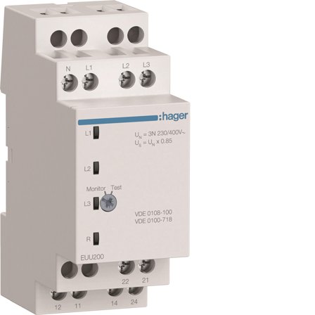 Hager EUU200 Underspänningsrelä 1-fas, 3-fas, Elfördelning & strömförsörjning