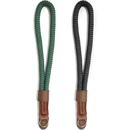 2 kamerahjälphandremmar, bärbar nylonsnodd justerbar kamerarem för Canon Nikon Sony Fujifilm Olympus Leica etc (svart grön)