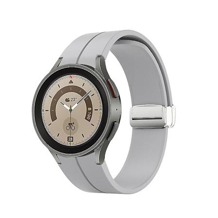 Magneettinen silikonihihna Samsung Galaxy Watch 5 Pro 45mm/4 Classic 44mm 40mm 46mm 42mm Ranneke Rannekoru Galaxy Watch5/4 Vyö-WELLNGS Grey A Galaxy 