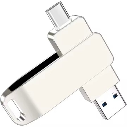 USB C Flashdrev: OTG USB 3.0 + USB C Flashdrev 2 i 1, Højhastighedshukommelsesnøgle Type C Metal