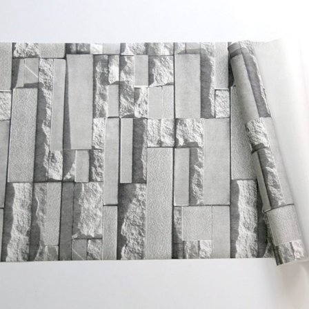 Mursteinmønster Tapet Stereo Murvegg Bakgrunn GRÅ