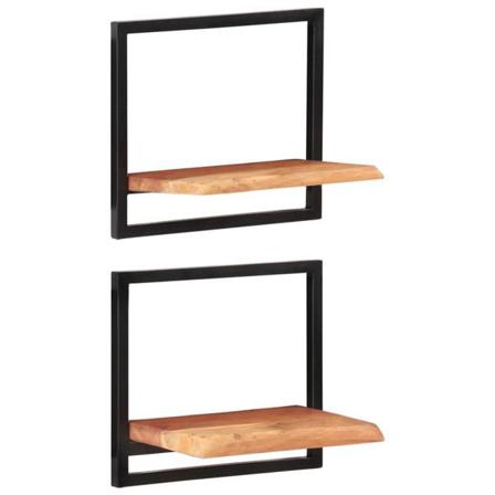 Vidaxl Vägghyllor 2 St 40x24x35 Cm Massivt Akaciaträ Och Stål Brun