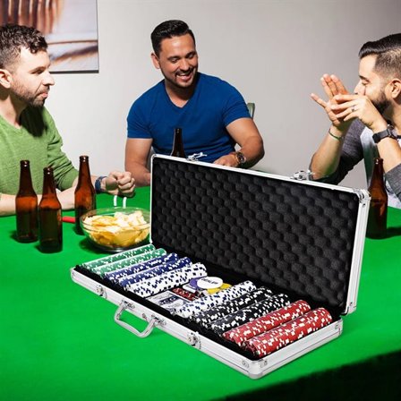 Pokersæt - taske, jetoner og blackjack-dug