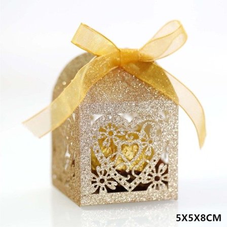 Kärlek hjärta laser klipp godis boxar med band favoriter box