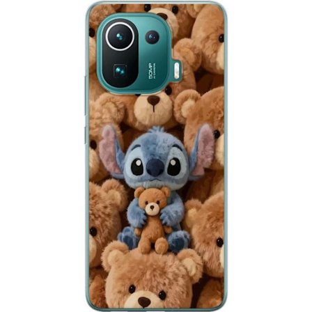 Yhteensopiva Puhelinkuori Xiaomi Mi 11 Pro Stitch ympäröity ruskeilla teddykarhuilla, joilla on pieni nallekarhu sylissään söpössä ja kodikkaassa kawa