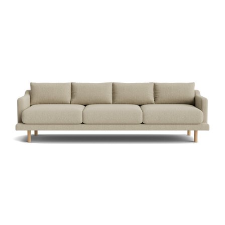 Scandi 3 personers sofa - Nordic Mørk Beige - 252x99x77cm - Stilfuld Sofa med Massivt træ, Komfortabelt Stof og PU Skum - Ideel 3 personers sofa