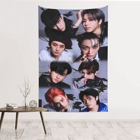 HKK Kpop Stray Kids Tapestry Væghængning Hjemmedekoration Vægtæppe Kollegieværelse Stue Soveværelse Baggrund Poster-SXT213-60x51in