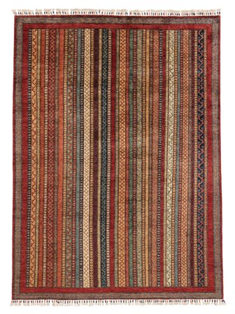 Noué À La Main Shabargan Tapis 175X237 De Laine Rouge Foncé/Marron