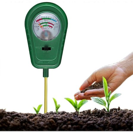 Jordmåler 3-i-1, Jord PH-måler, Jordtester til PH, Fugtighed og Fertilitet Jordfugtighedsmåler til Have, Landbrug, Plæne, Ingen Batterier Kræves