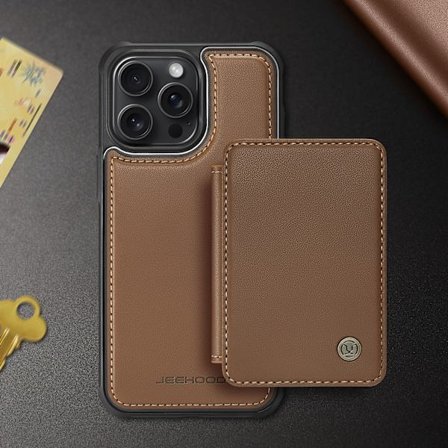 Kompatibel med IP16 ProMax magnetisk kortholder, RFID anti-tyveri etui, fallbeskyttelse (brun)