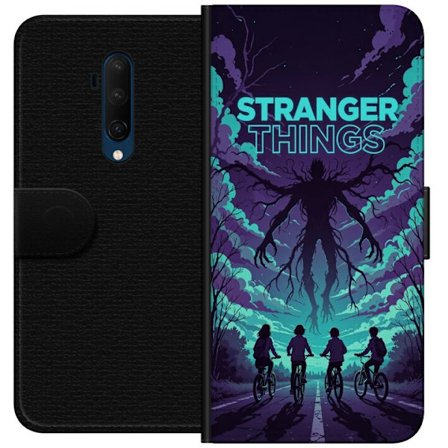 Yhteensopiva Lompakkokotelo OnePlus OnePlus 7T Pro Stranger Things -inspiroitunut fantasiaillustraatio, jossa on tumma hirviö, pyöräilevät lapset