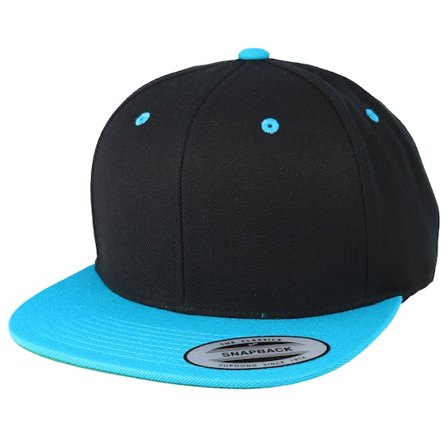 Yupoong - Černá snapback Kšiltovka - Classic Black/Teal Snapback @ Hatstore