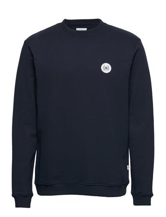 Our Braxy Patch Crew Sweat-shirt Tröja Blå Woodbird