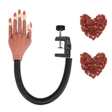 Øvelseshånd til akrylnegle, UBIUO negleøvelseshånd med 200 negle - Fleksible bevægelige falske hænder til neglemanicure - Stabil vil ikke F